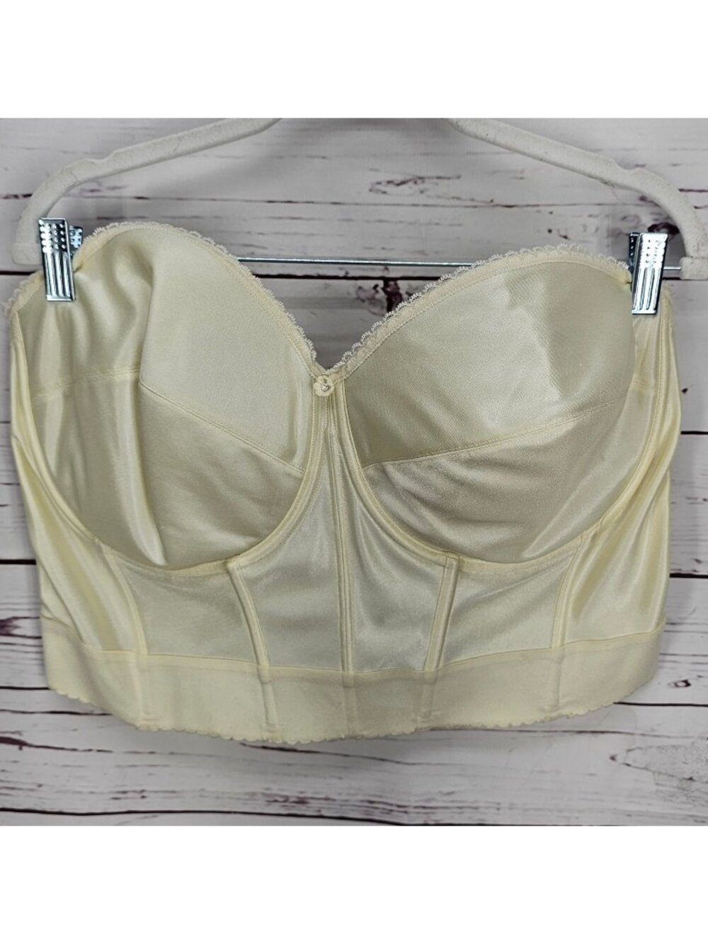 Dominique Ivory Strapless Longline Bra 44F Polyester Nylon Blend